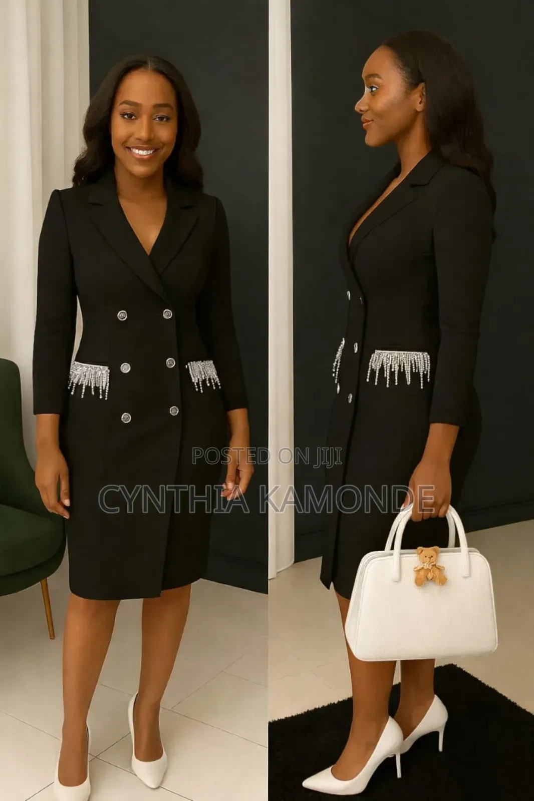 Tuxedo Blazer Dress With Crystal Cringe.