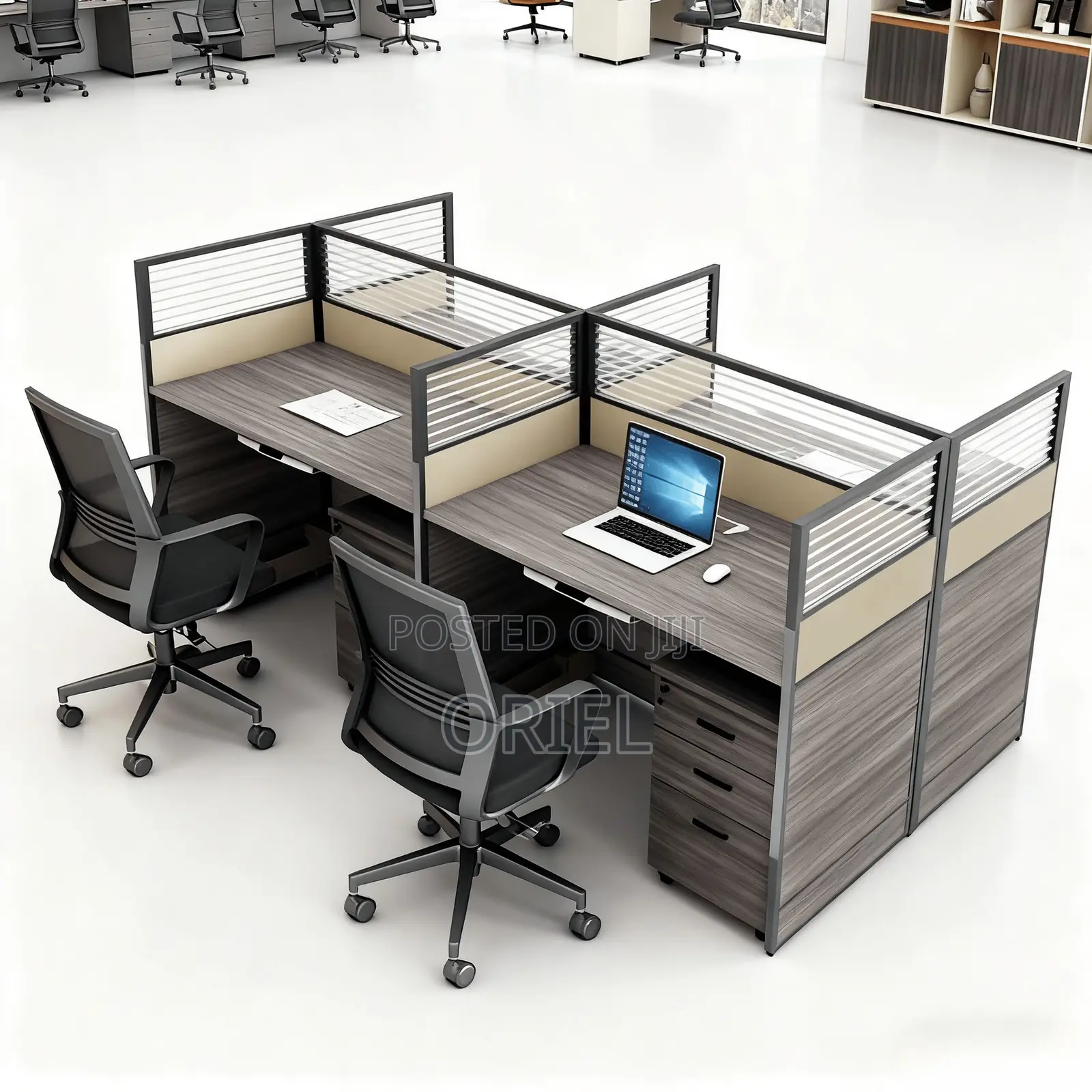 Office Workstation : 4-Way Partitioned Office Workstation