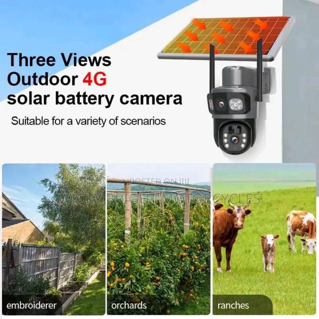 V380 4g Triple Lens Solar Ptz Security Camera