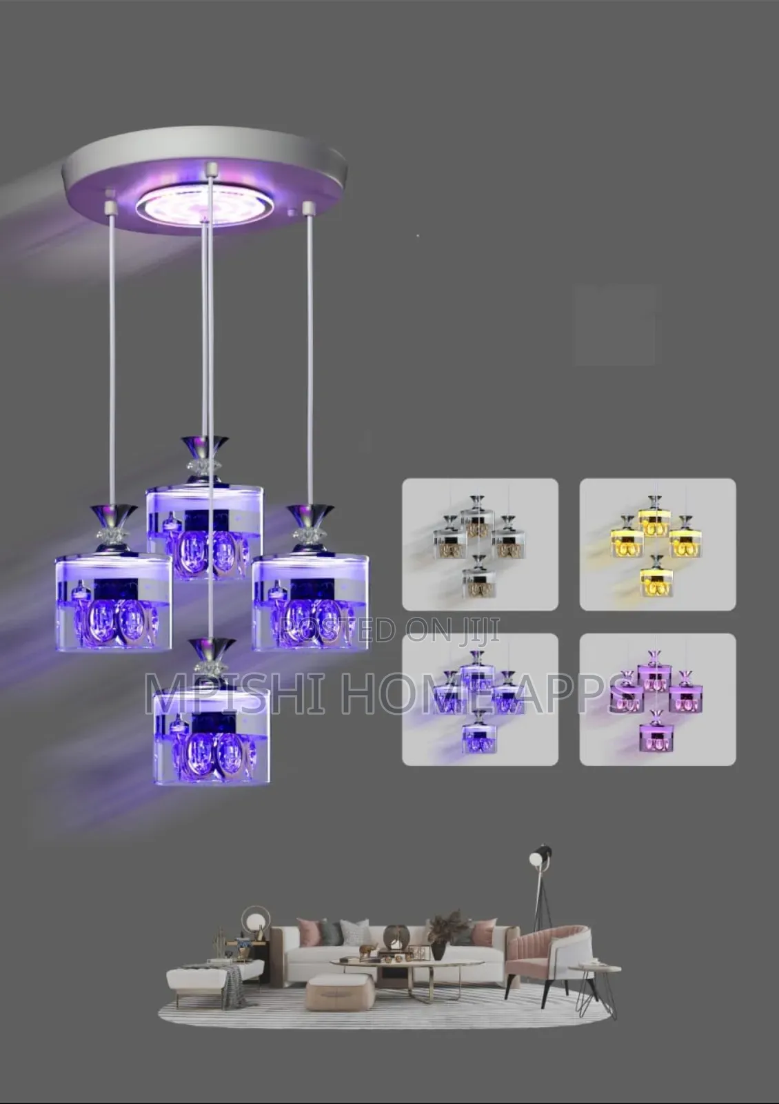Led 4 Glass Chandelier