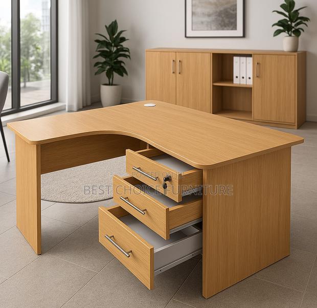 Office Desk; Minimalist Wooden Curved 160cm Home Office Computer Table - main view