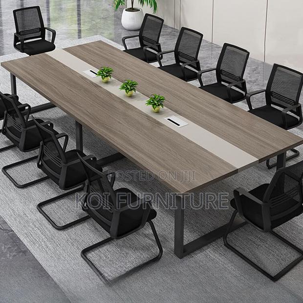 Office Table : Modern Meeting Room Table Featuring a Wood-Grain Top,