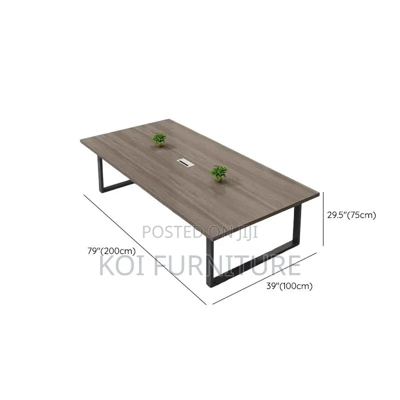 Office Table : Modern Meeting Room Table Featuring a Wood-Grain Top,