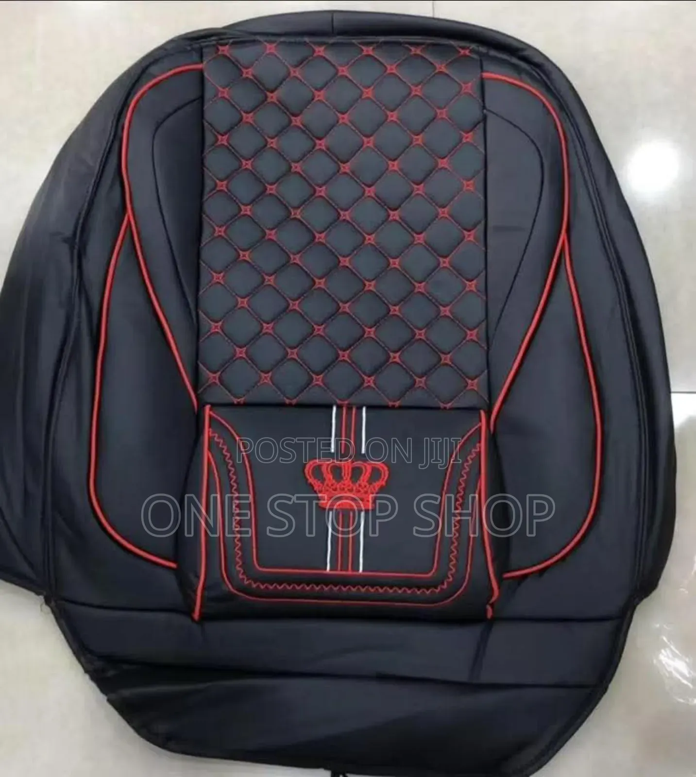 Black Red Stitched 5 Seater Seat Covers Pu Leather for Front Rear Seat