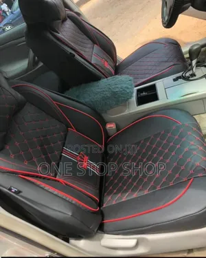 Black Red Stitched 5 Seater Seat Covers Pu Leather for Front Rear Seat