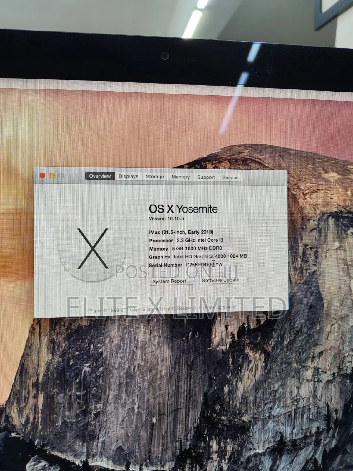 Desktop Computer Apple iMac 8GB Intel Core i3 HDD 500GB