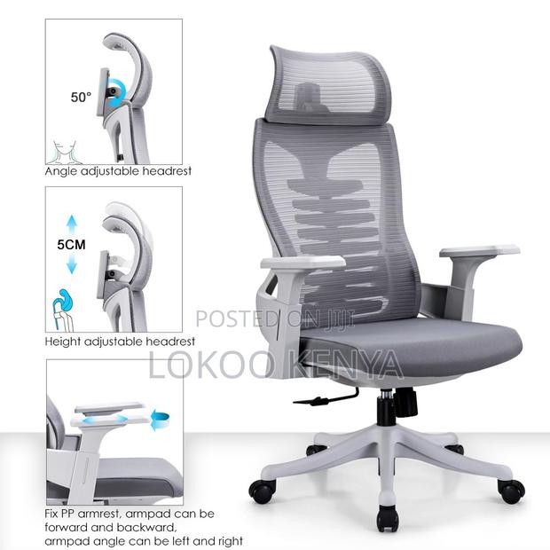 Office Chair ; Adjustable Headrest Mesh Fabric Chair - thumbnail 6