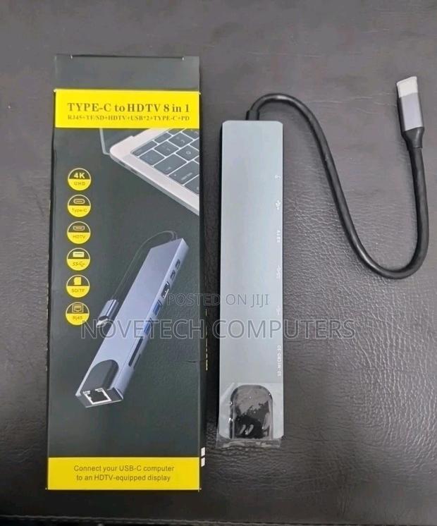 8-in-1 Usb-c Hub Typec Hdmi Rj45 Multiport Card Reader For Macbook Pro