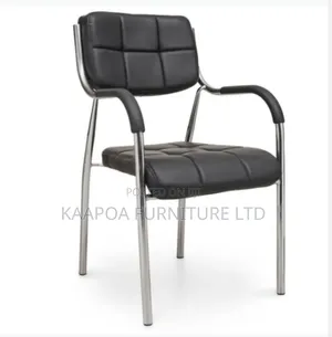 Visitor Chair - Quilted Black With Chrome Frame