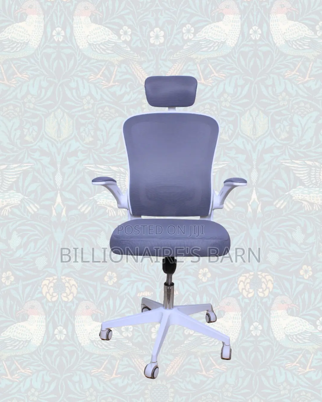 White Ergonomic Office Chair Flip Up Arms Adjustable Headrest