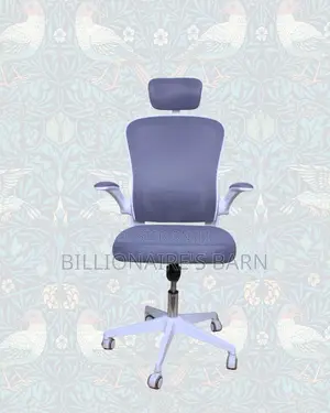 White Ergonomic Office Chair Flip Up Arms Adjustable Headrest