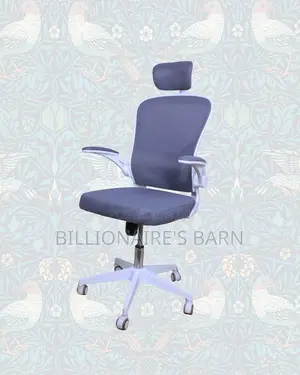 White Ergonomic Office Chair Flip Up Arms Adjustable Headrest