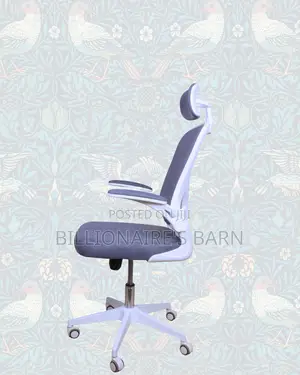 White Ergonomic Office Chair Flip Up Arms Adjustable Headrest