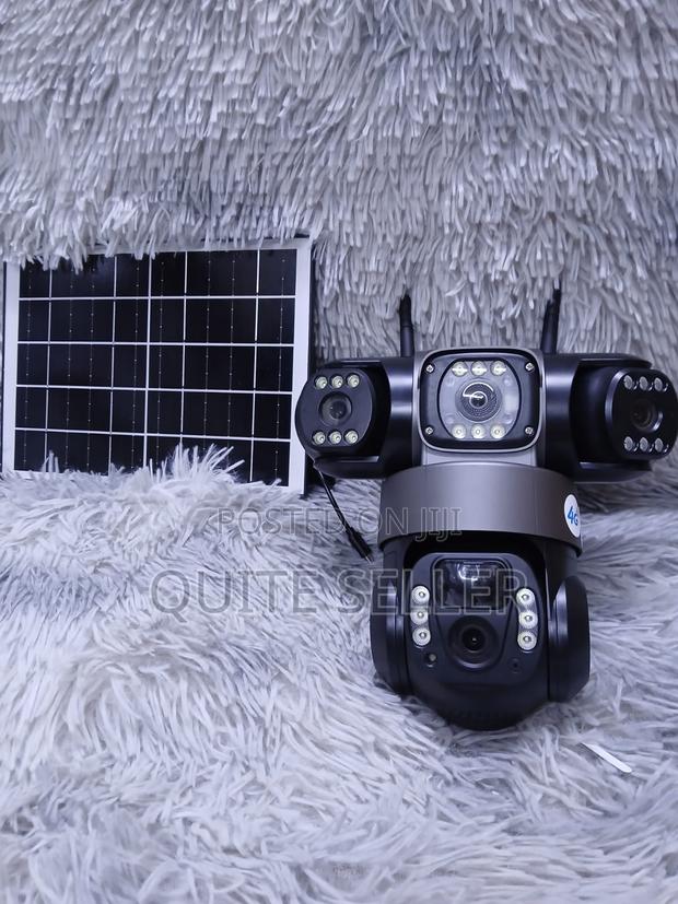 Two Way Audio Tripple Lens Solar Powered Camera 4g Simcard Wifi