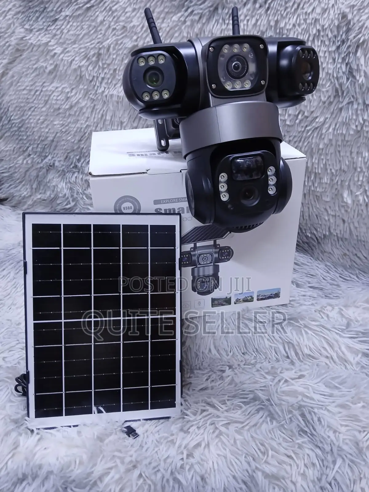 Outdoor 4g 3camera Lens Solar Powered Survelliance Camera Weatherproof