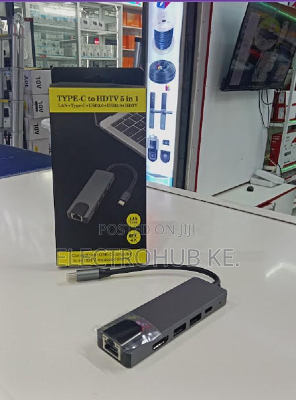 5 In 1 Type C Hub With Hdmi Usb & Ethernet
