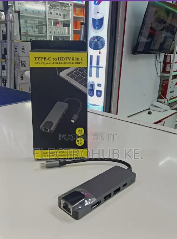 5 In 1 Type C Hub With Hdmi Usb & Ethernet