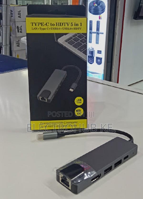 5 In 1 Usb Hub Type -c To Hdmi/Hdtv Quality Usb Hub