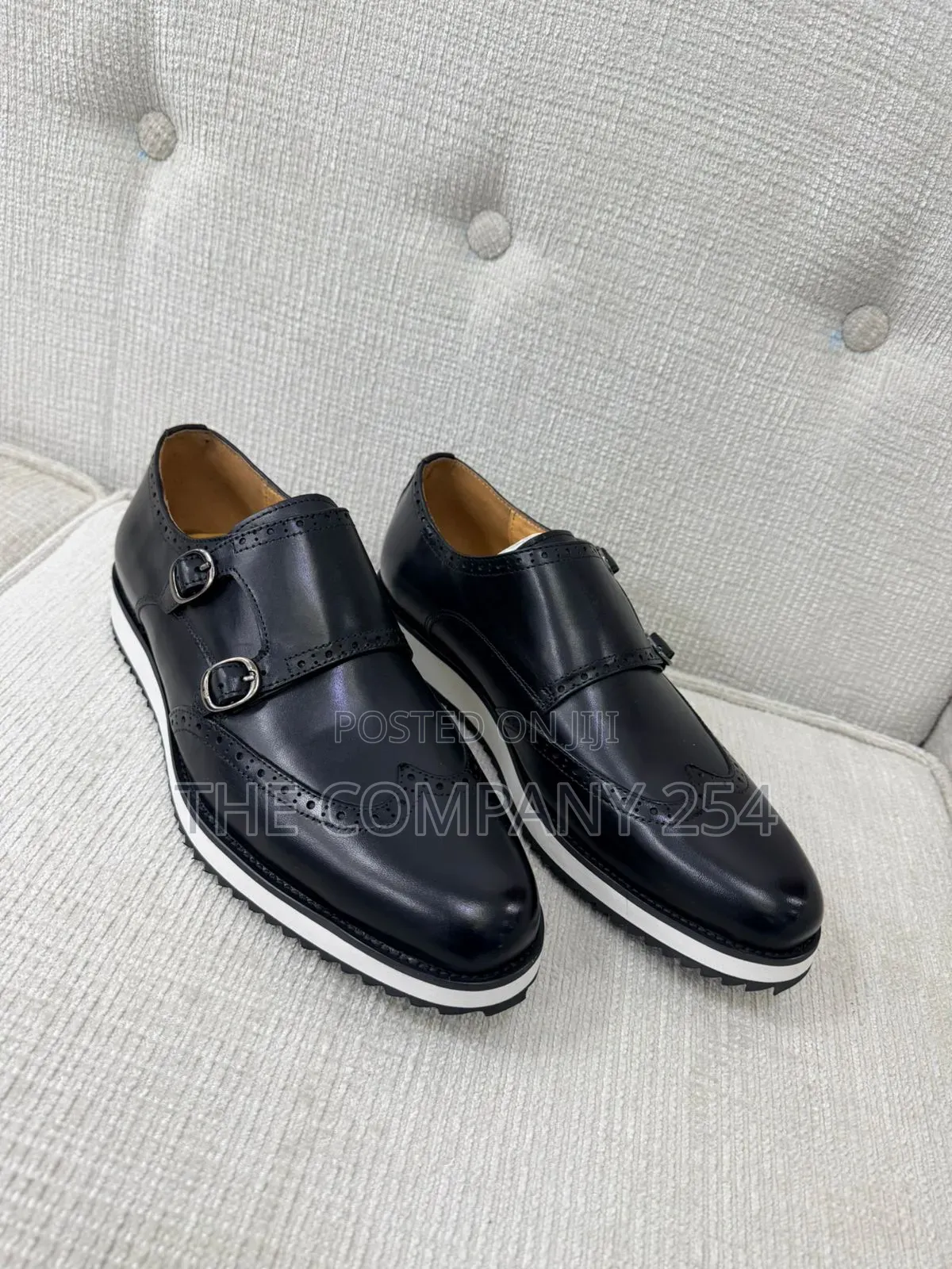 Quality Leather Men Double Monks Casual Rubber Sole Shoes