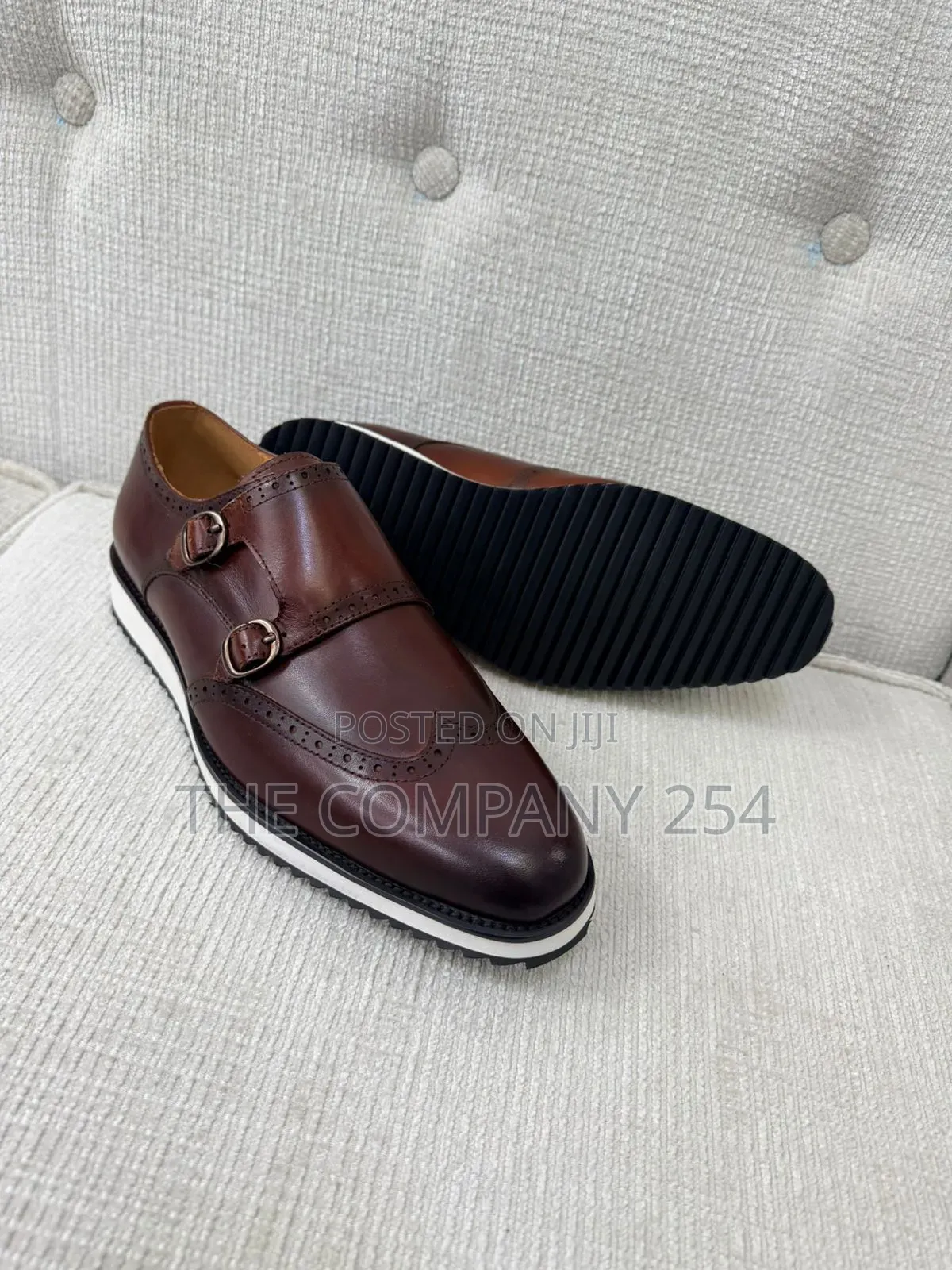 Quality Leather Men Double Monks Casual Rubber Sole Shoes