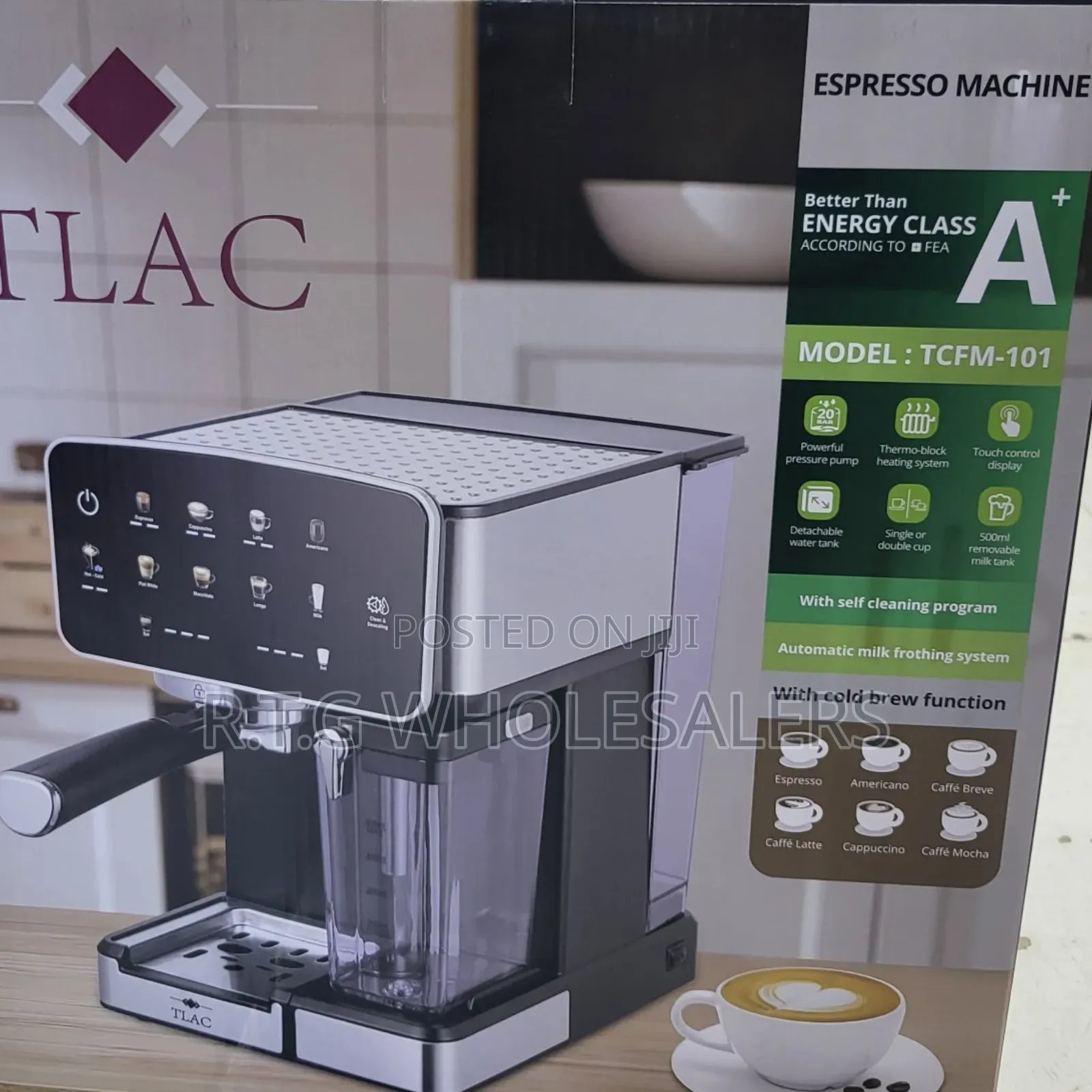 Tlac Tcfm‐101 Espresso Coffee Machine, 1.8l, Touch Control