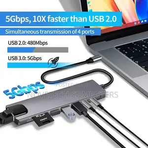 8 In 1 Usb C Hub Type C To 4k Hdtv Adapter With Rj45 Sdtf Card Reader