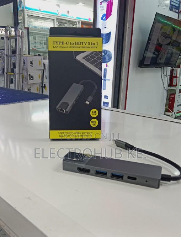 Usb Hub 5 In 1 Type -c To Lan,Hdtv Converter