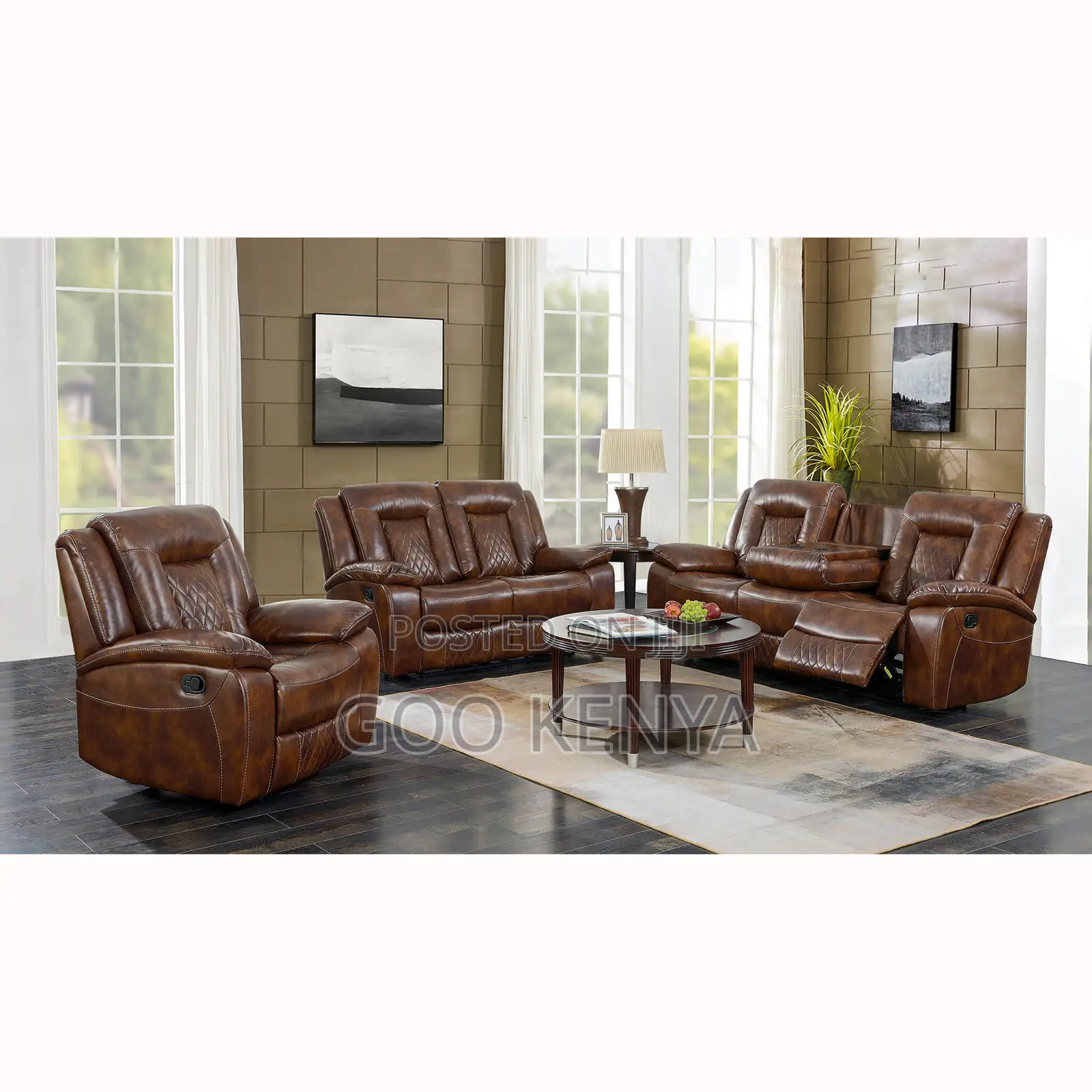 Home Sofa; 5-seater Leather Recliner Sofa – Modern Family Lounge Seat