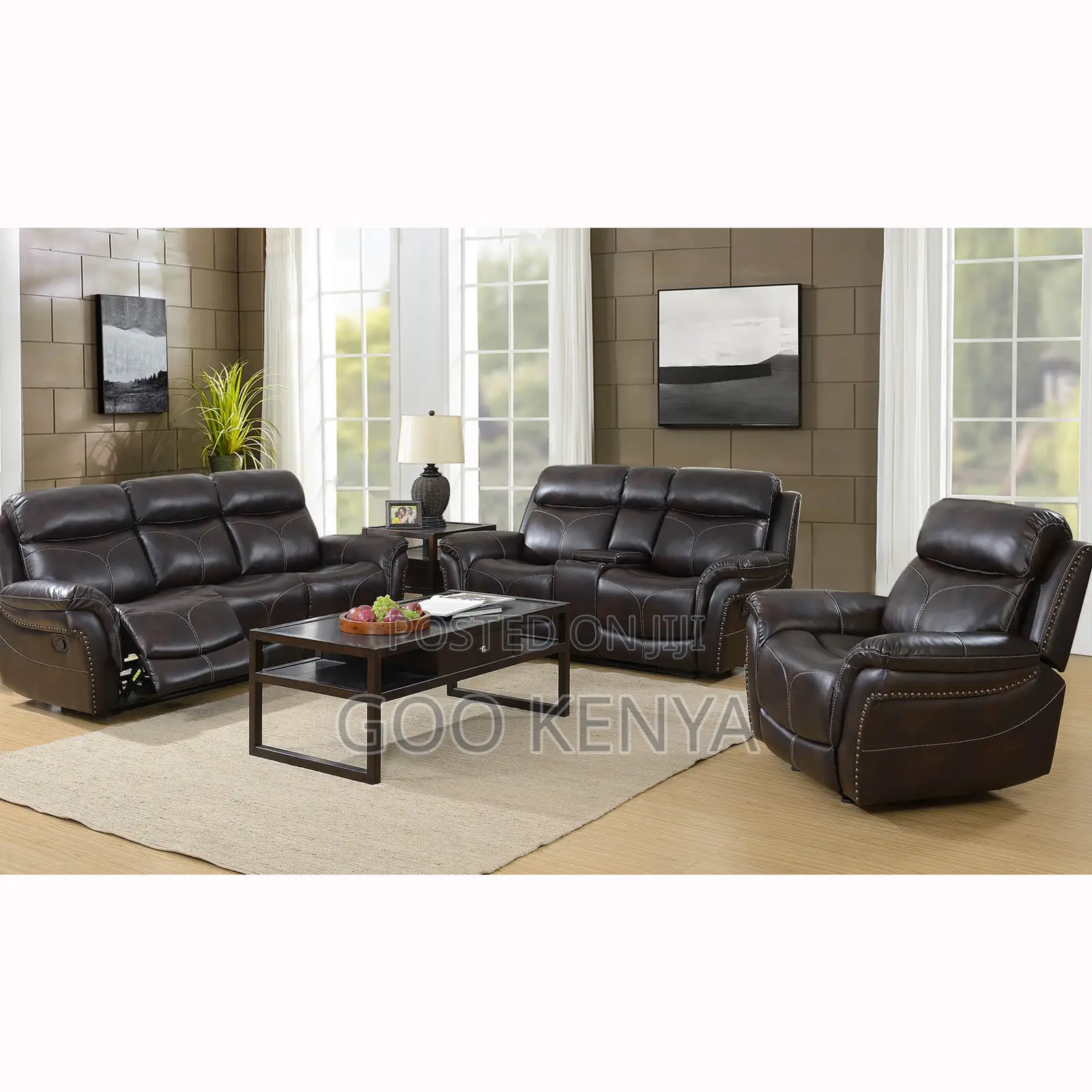 Home Sofa; 5-seater Leather Recliner Sofa – Modern Family Lounge Seat