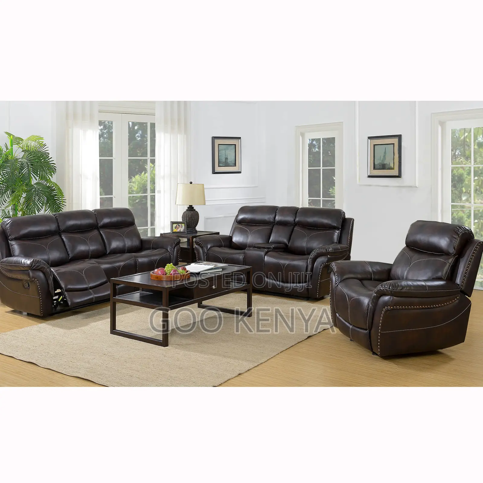 Home Sofa; 5-seater Leather Recliner Sofa – Modern Family Lounge Seat