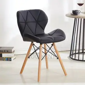 Home Chair; Comfortable Leather Eames Dining Chair With Wooden Legs