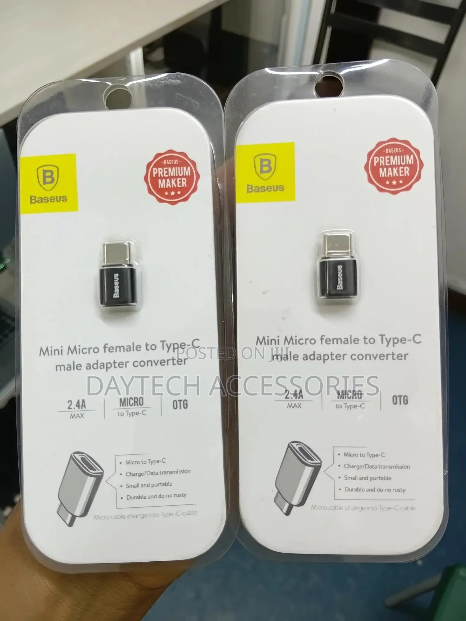 Baseus Mini Micro Usb Female to Type-C Male Adapter Converter.