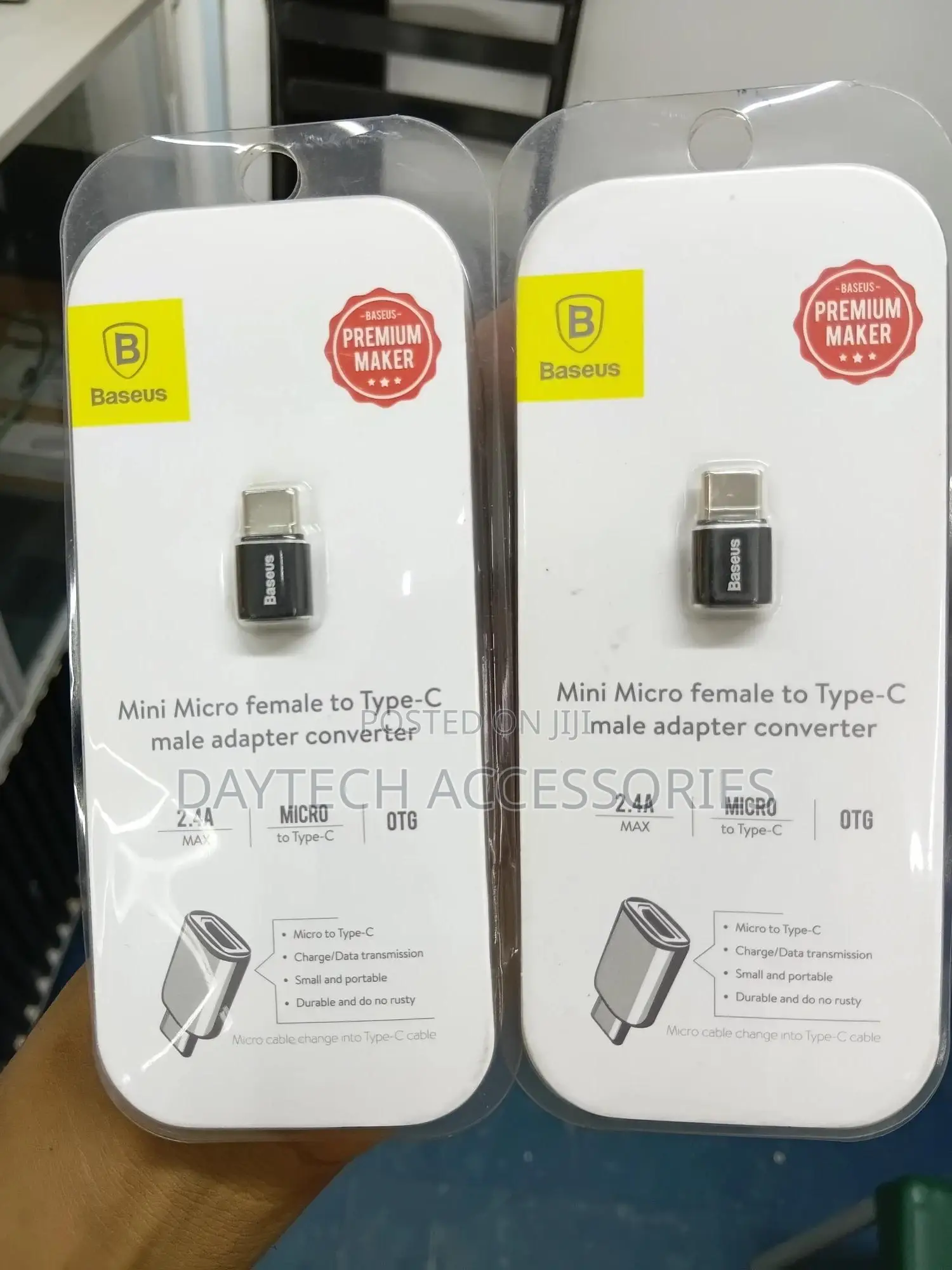 Baseus Mini Micro Usb Female to Type-C Male Adapter Converter.