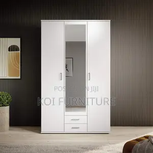 Home Wardrobe : 3-Door Wardrobe in White With Mirror and Doors