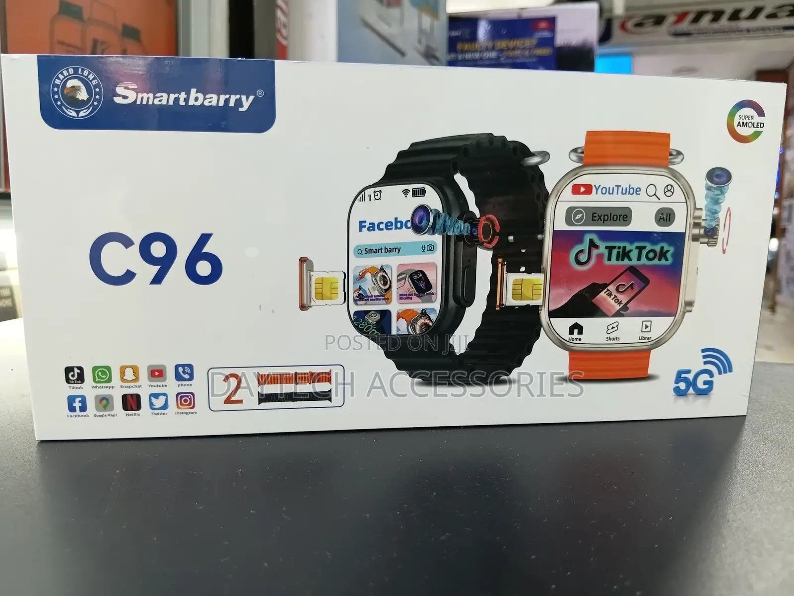 C96 Smartwatch With Camera 5g Simcard Network Support.