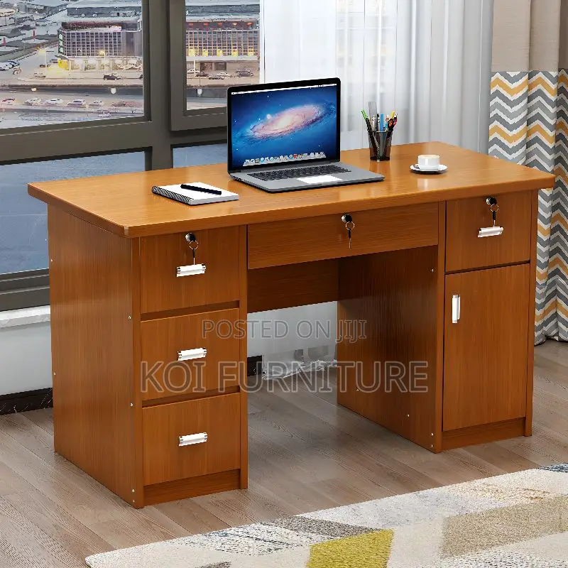 Office Desk : 1.4m Wooden Executive Desk With Multiple Drawers