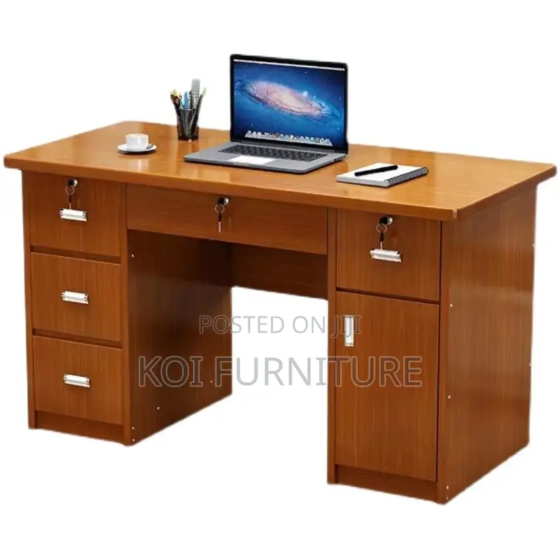 Office Desk : 1.4m Wooden Executive Desk With Multiple Drawers