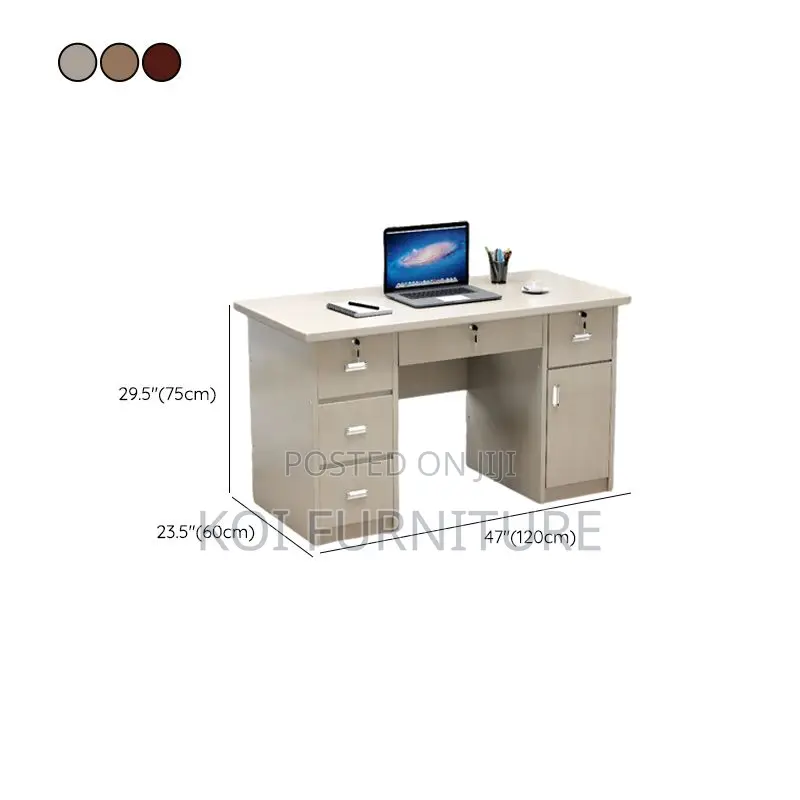 Office Desk : 1.4m Wooden Executive Desk With Multiple Drawers