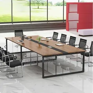 Office Table : 2400mm Modern Boardroom Table With Wood-Tone Top,