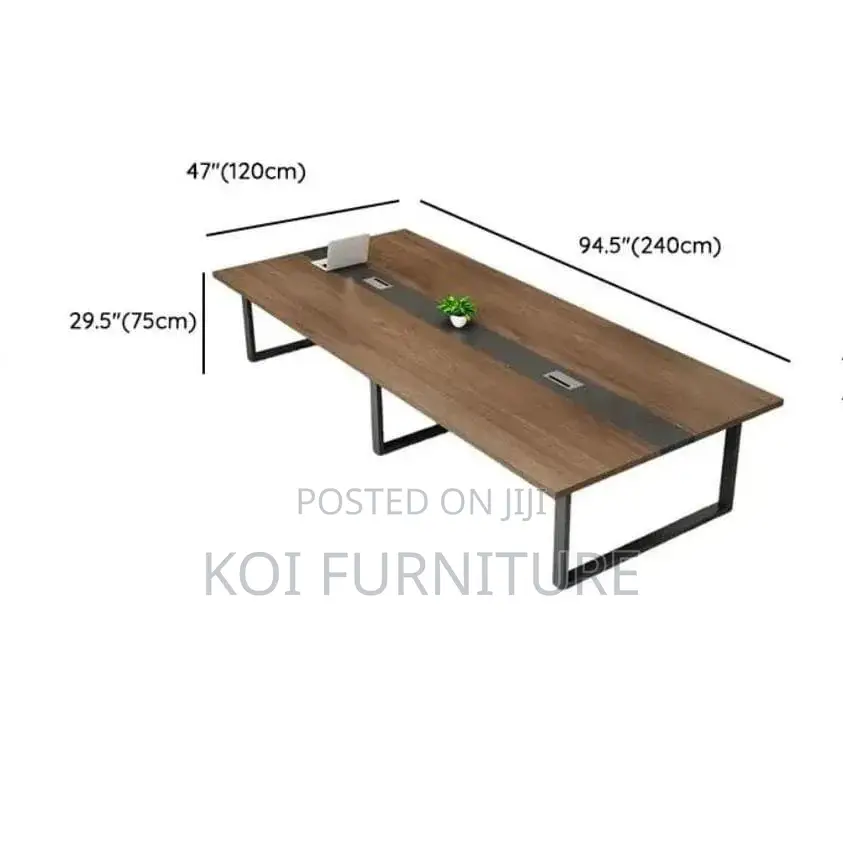 Office Table : 2400mm Modern Boardroom Table With Wood-Tone Top,