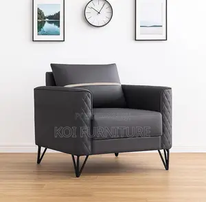 Office Sofa : Modern Grey Leatherette Reception Sofa Set