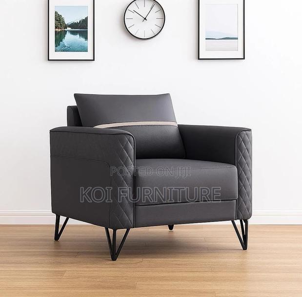 Office Sofa : Modern Grey Leatherette Reception Sofa Set - thumbnail 6