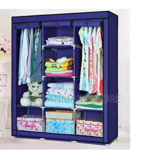 3-Column Portable Metallic Wardrobe – Heavy Duty Clothes Organizer