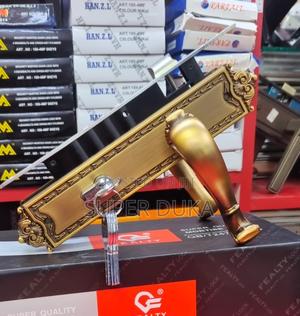 Fealty Luxury Steel/Wood Door Lock Set. Heavy Duty 4 Pin, Gold Finish
