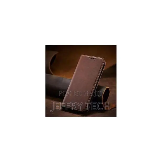 Leather Magnetic Flip Wallet Phone Cover for Zte Blade A56 4g-Brown