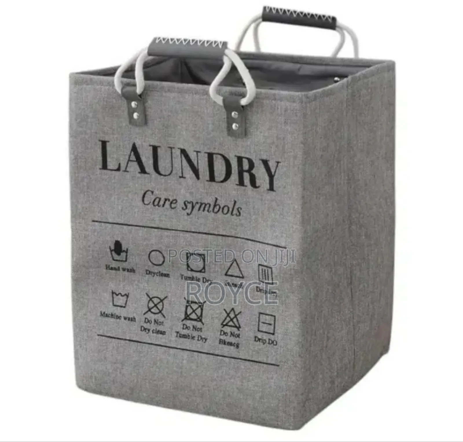 Collapsible Laundry Basket With Leather Handles