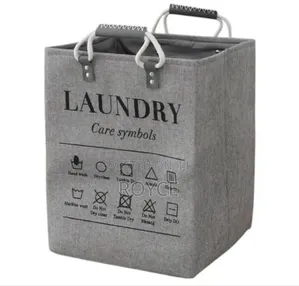 Collapsible Laundry Basket With Leather Handles