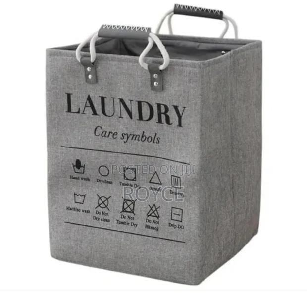 Collapsible Laundry Basket With Leather Handles - thumbnail 4