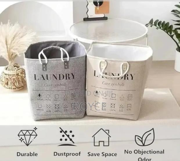 Collapsible Laundry Basket With Leather Handles - thumbnail 5