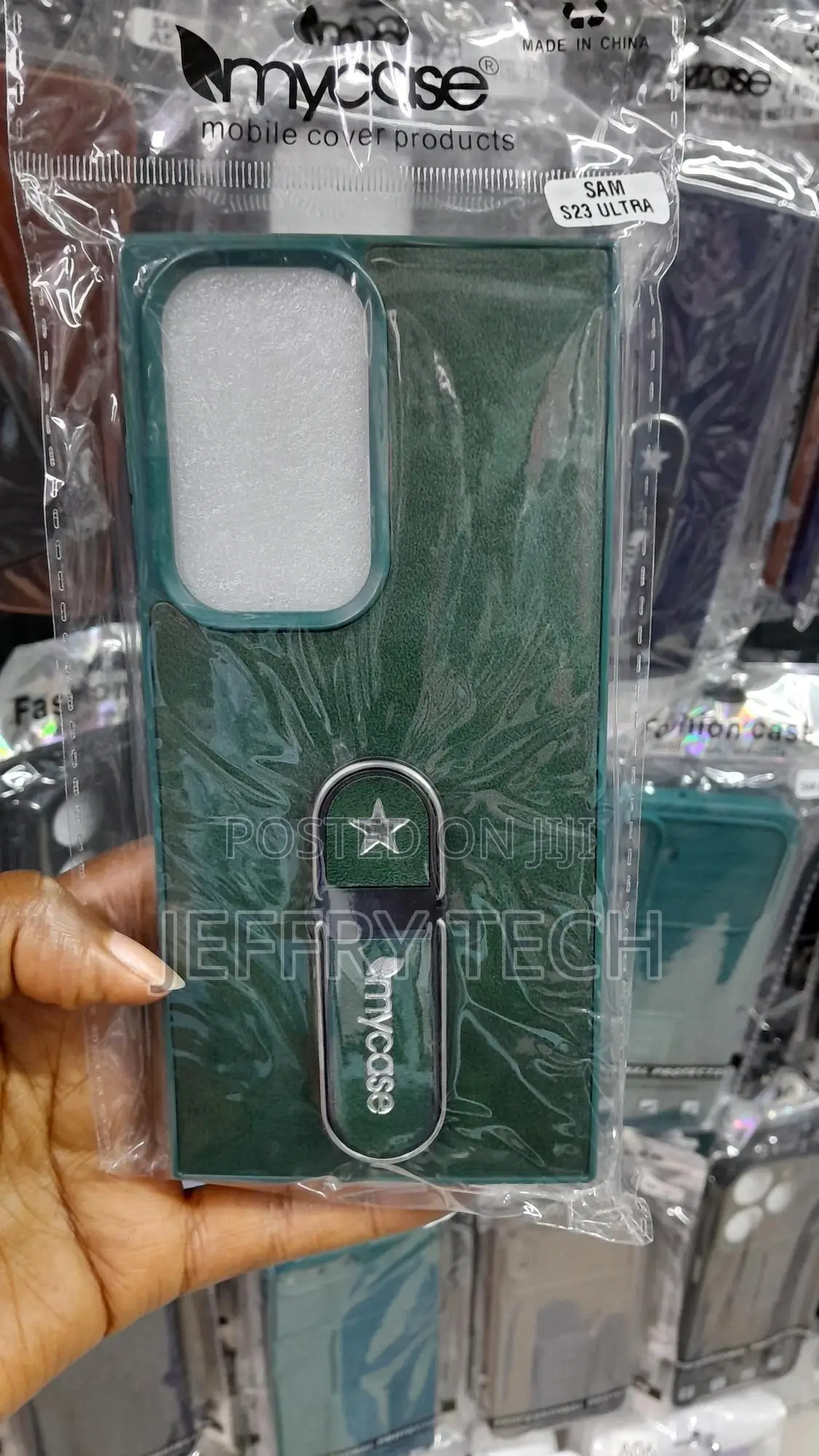 Chars Silicone Plus Leather Case for Samsung Galaxy S23 Ultra -Green